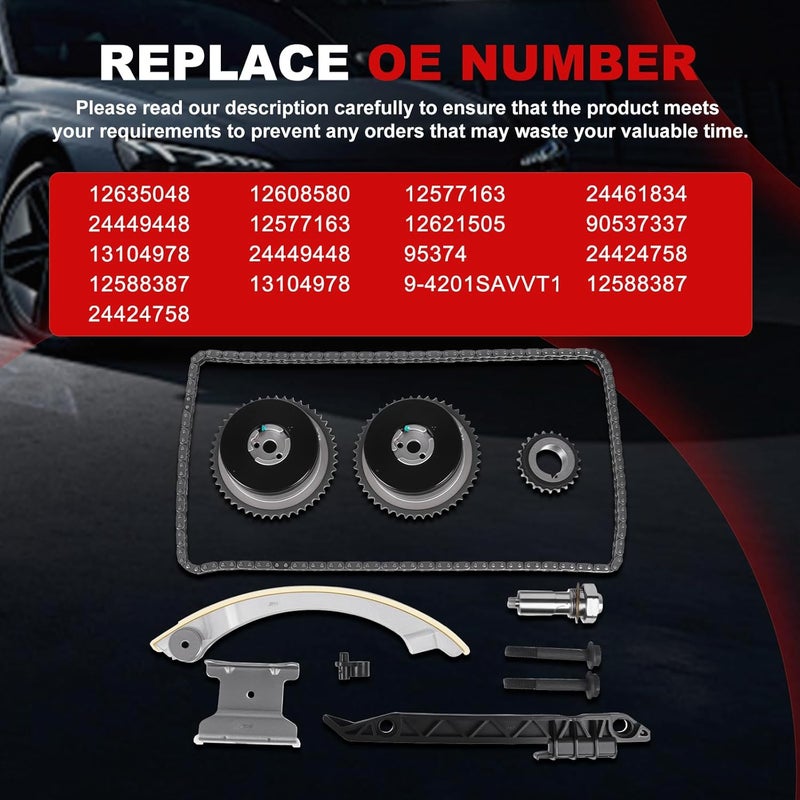 Autodevil Store Timing Chain Kit Right VVT Sprockets Front 2.4L Fit for Equinox 2011-2017 for Malibu 2013-2014 for LaCrosse Terrain Regal 11-16 for Orlando Captiva HHR Cobalt Engine Time Replacement - Image 2